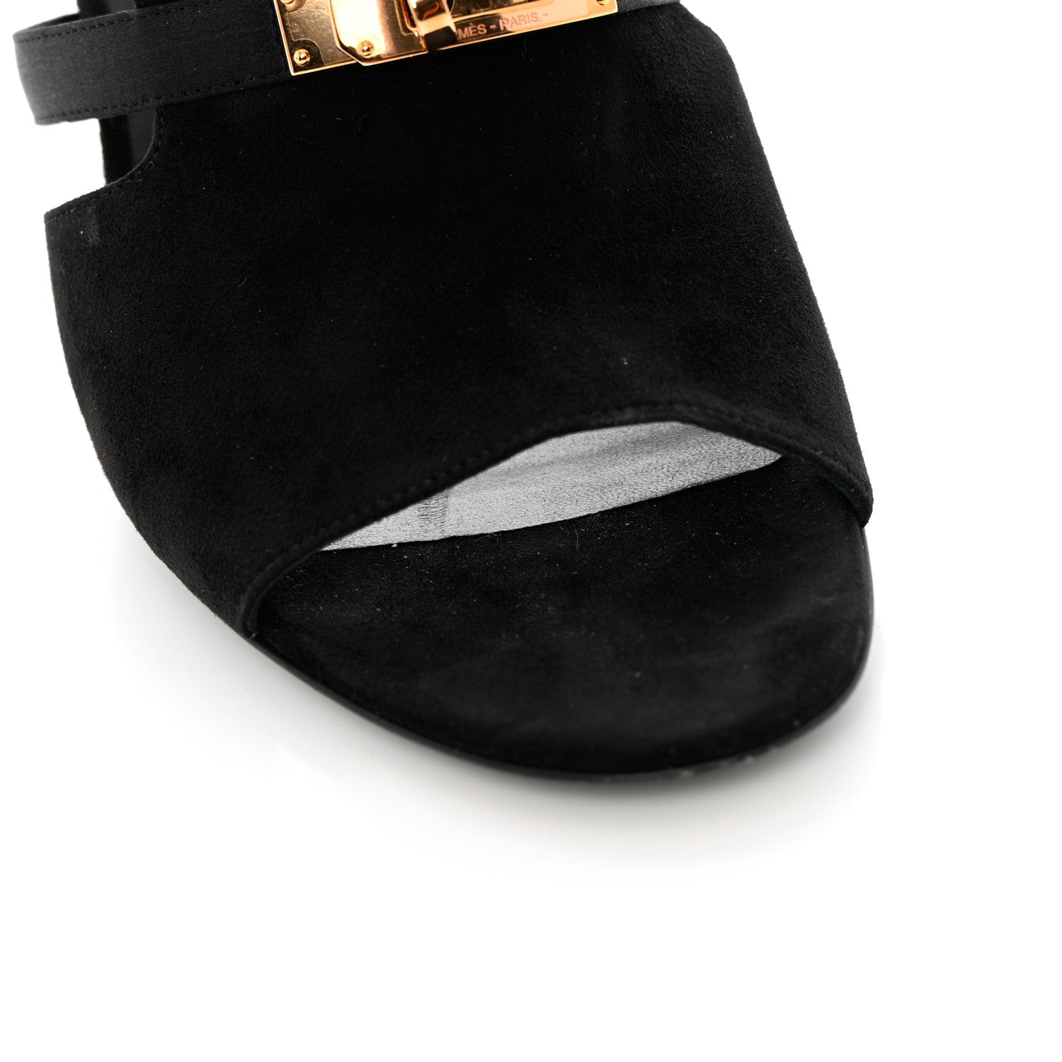 Hermes Suede Goatskin Satin Cute Sandals 39.5 Black 11 of 14