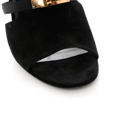 Hermes Suede Goatskin Satin Cute Sandals 39.5 Black 11 of 14
