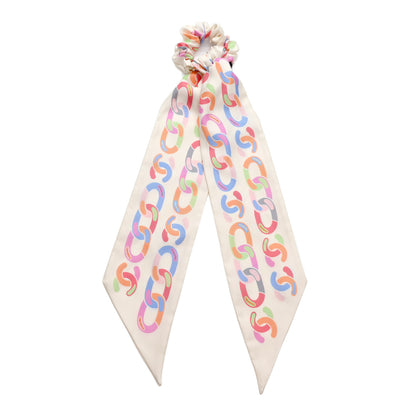 Chanel Silk CC Scrunchie and Scarf Hair Tie Set White Multicolor 1 of 4