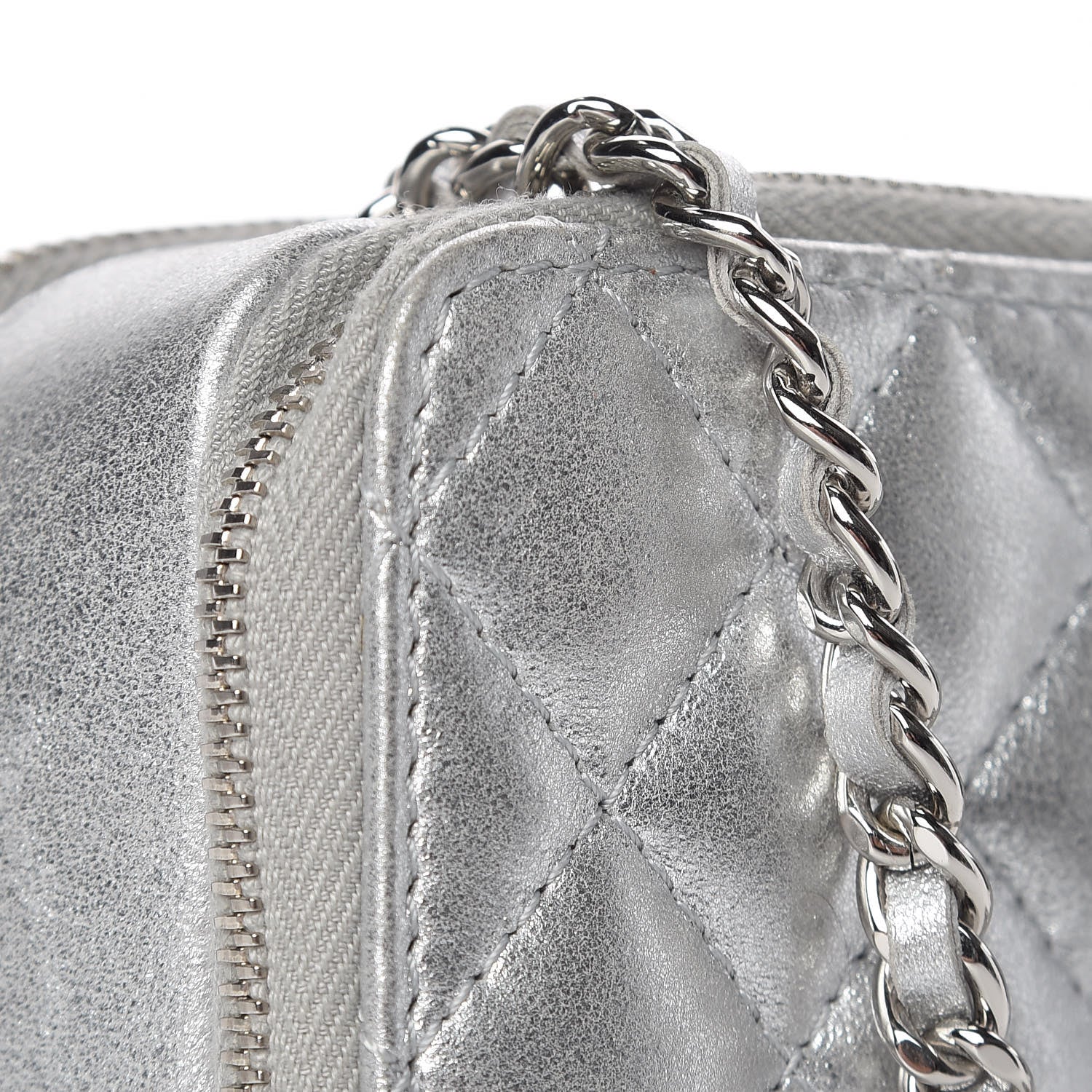 Chanel Metallic Lambskin Quilted Mini Pocket Box Camera Case Silver 14 of 15
