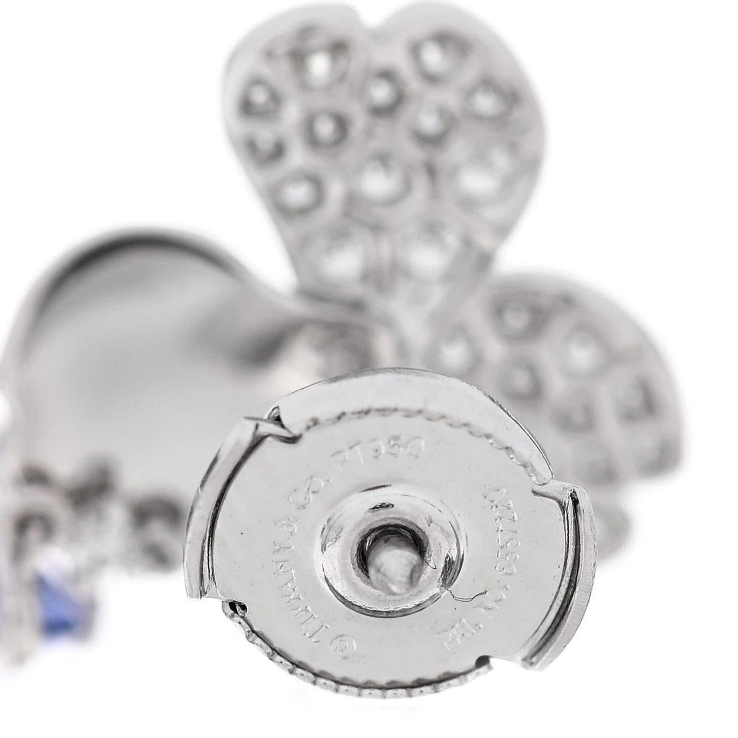 Tiffany Platinum Diamond Tanzanite Paper Flowers Single Drop Earrings 4 of 5