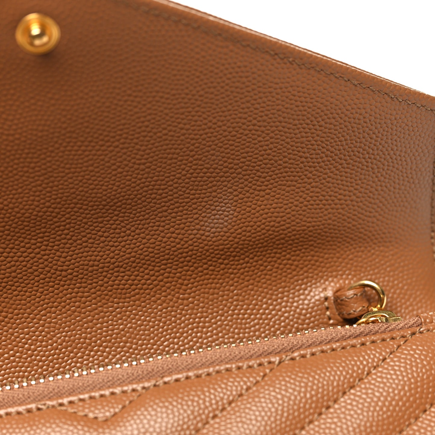 Grain De Poudre Matelasse Chevron Monogram Envelope Chain Wallet Natural Dark