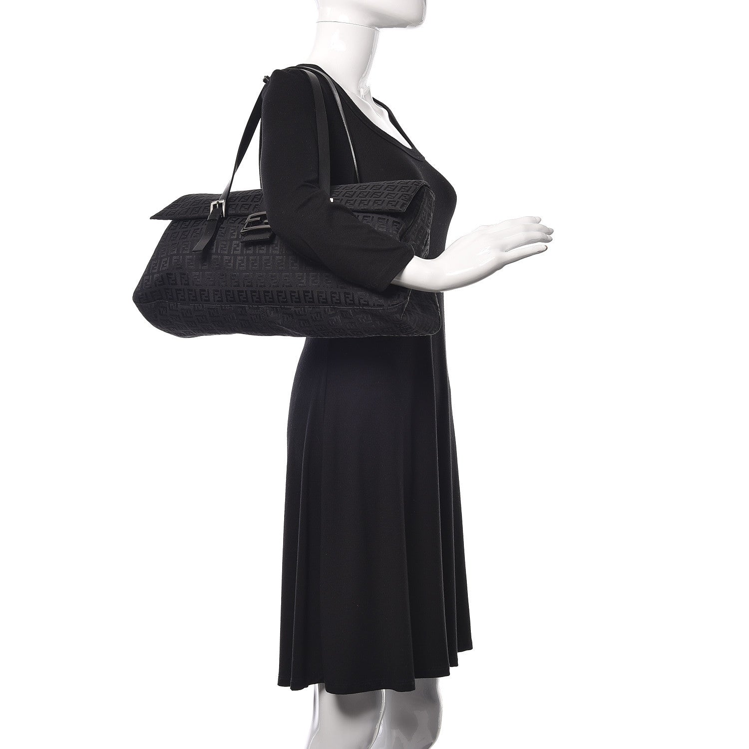 Fendi Zucchino Shoulder Bag Black 2 of 15
