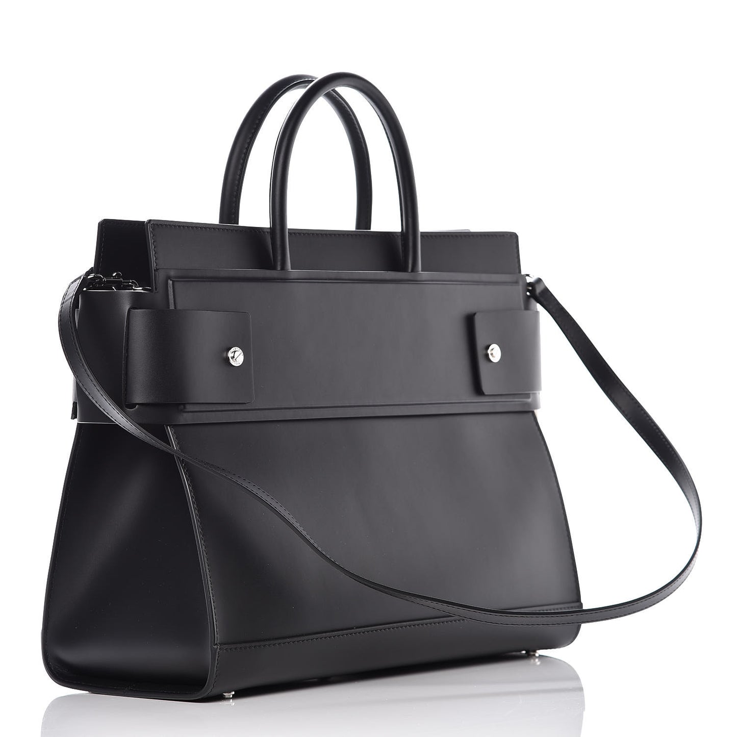 Smooth Calfskin Medium Horizon Satchel Black