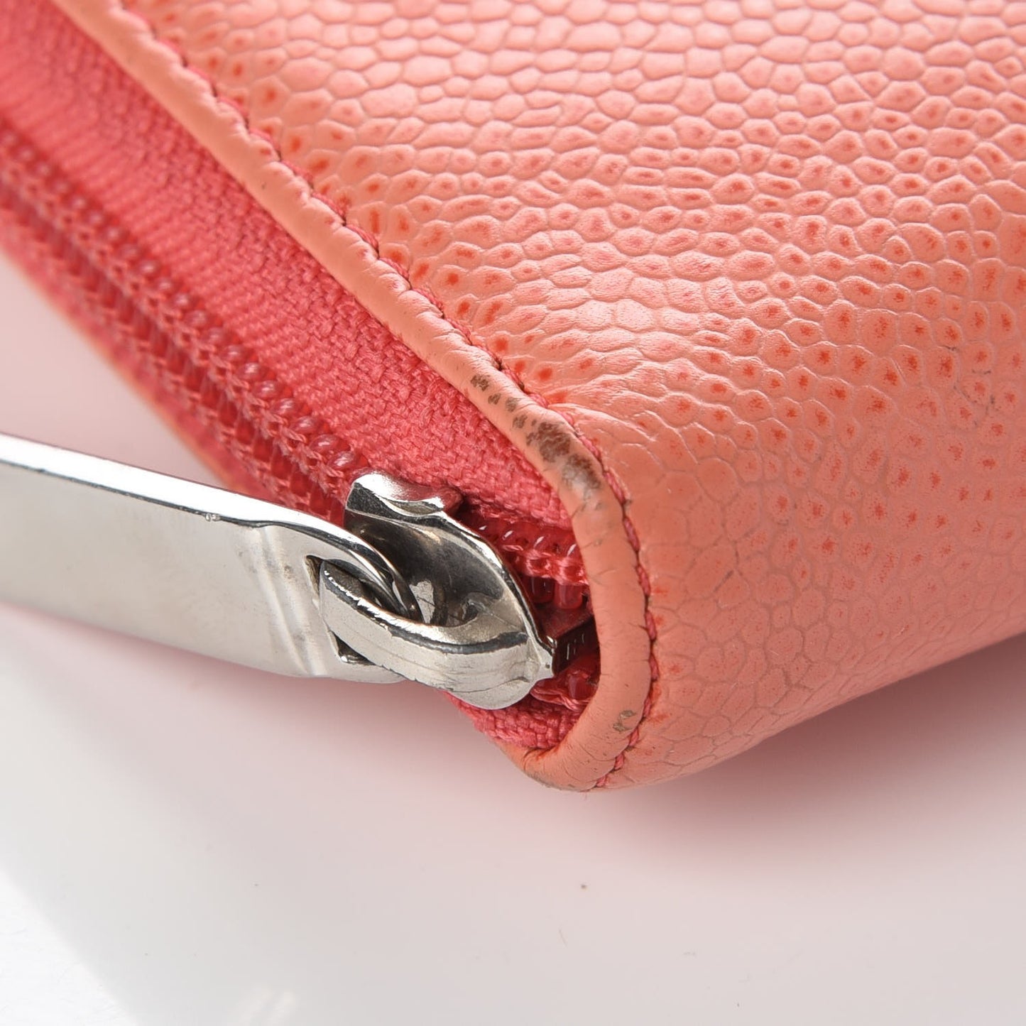 Caviar Timeless CC Large Gusset Zip Around Wallet Orange