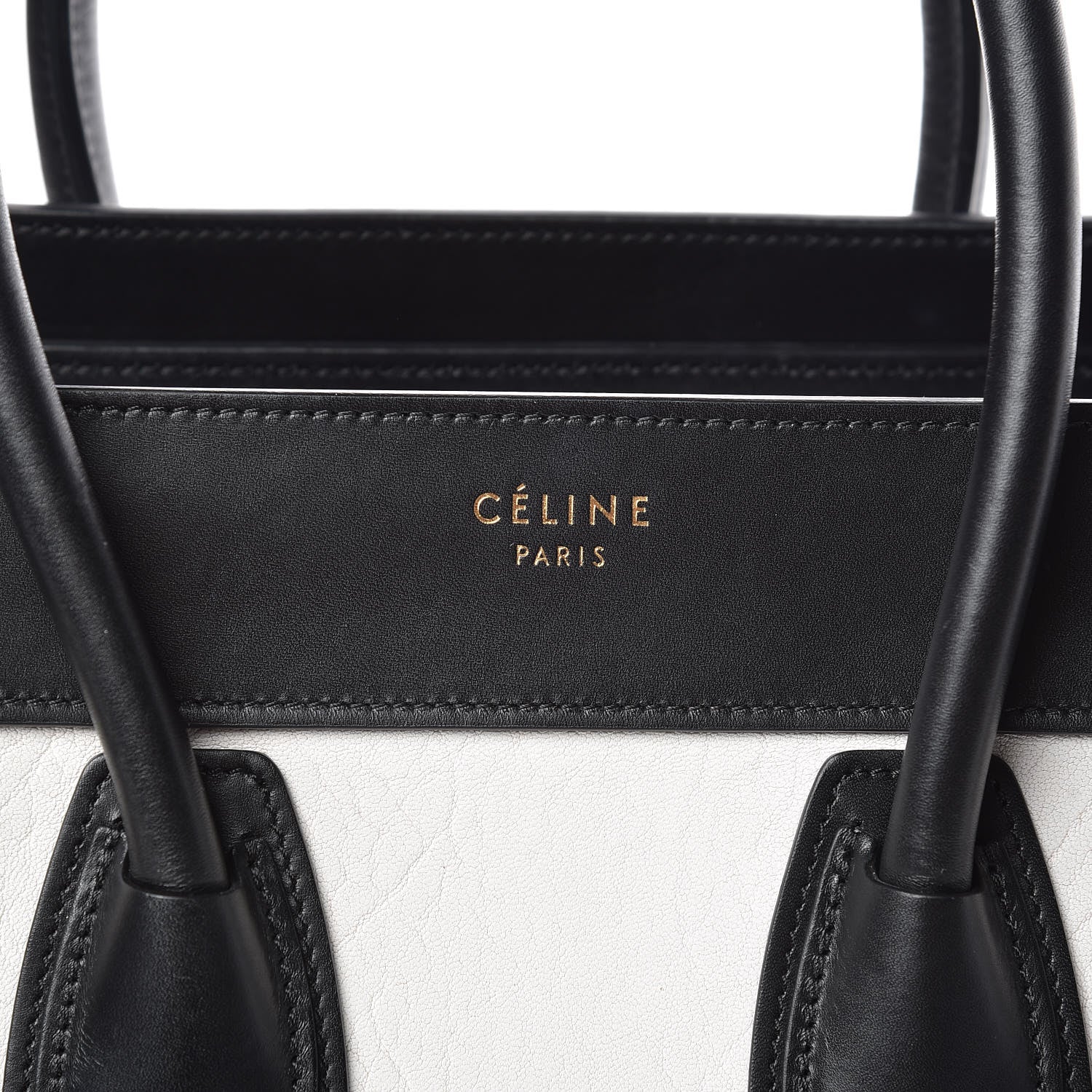 Celine Shrunken Lambskin Micro Bi-Color Luggage Black White 9 of 9
