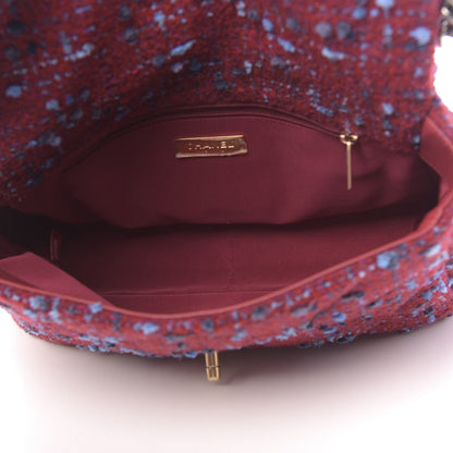 Chanel Tweed Quilted Large 19 Flap Red Blue Grey 5 of 11