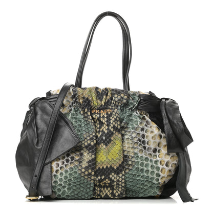 Prada Nylon Python Print Large Bow Bag Verde 1 of 11