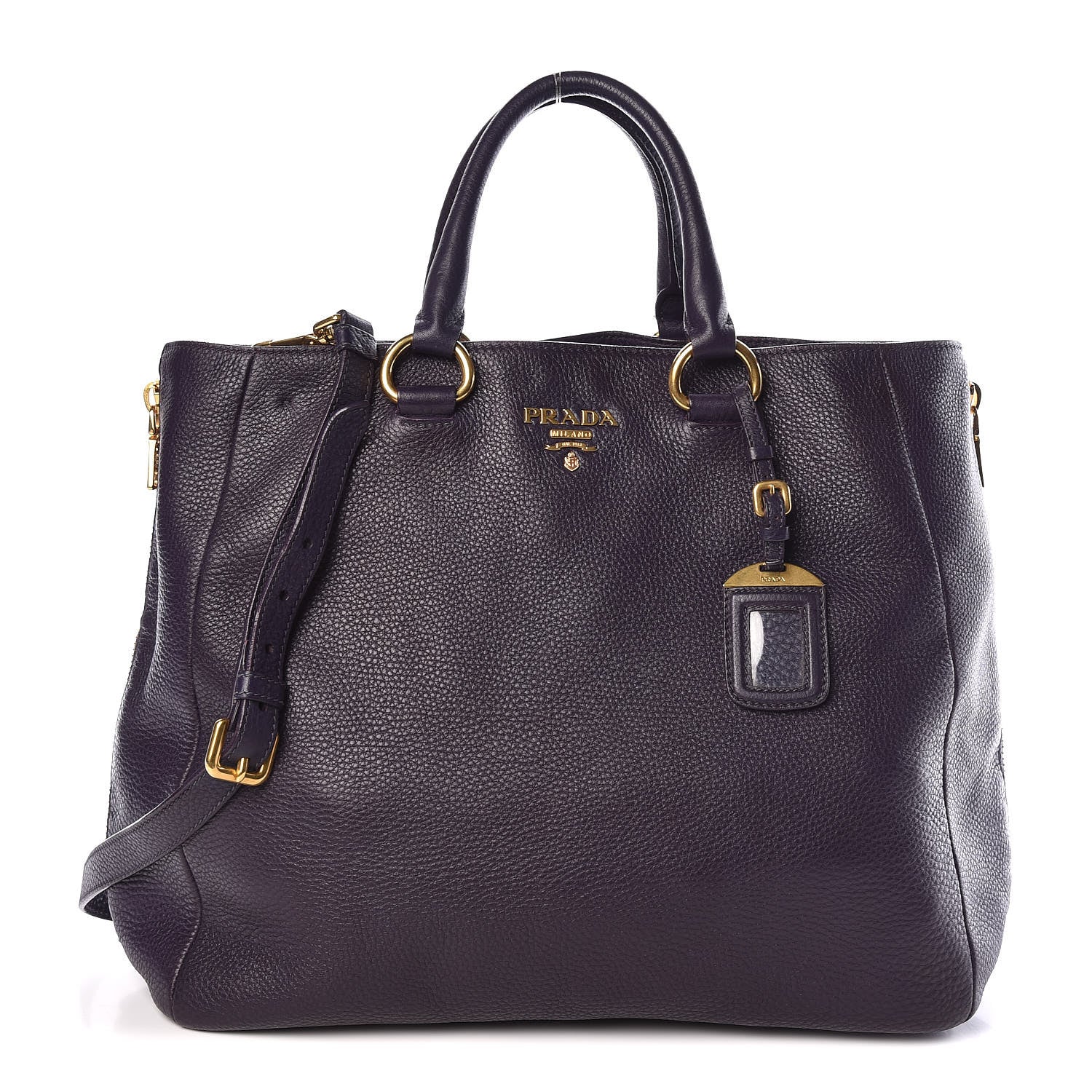 Prada Vitello Daino Side Zip Tote Uva 1 of 10
