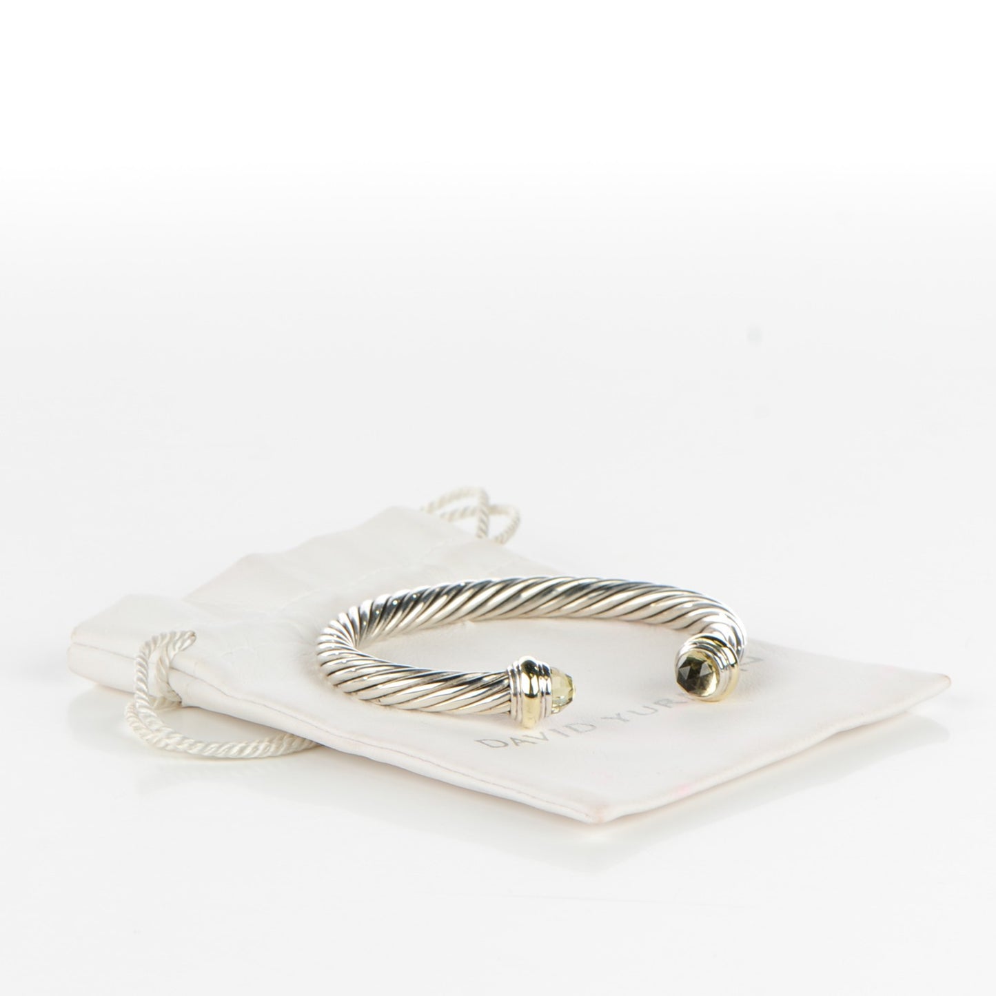 Sterling Silver 14K Yellow Gold Lemon Citrine 7mm Cable Classics Bracelet