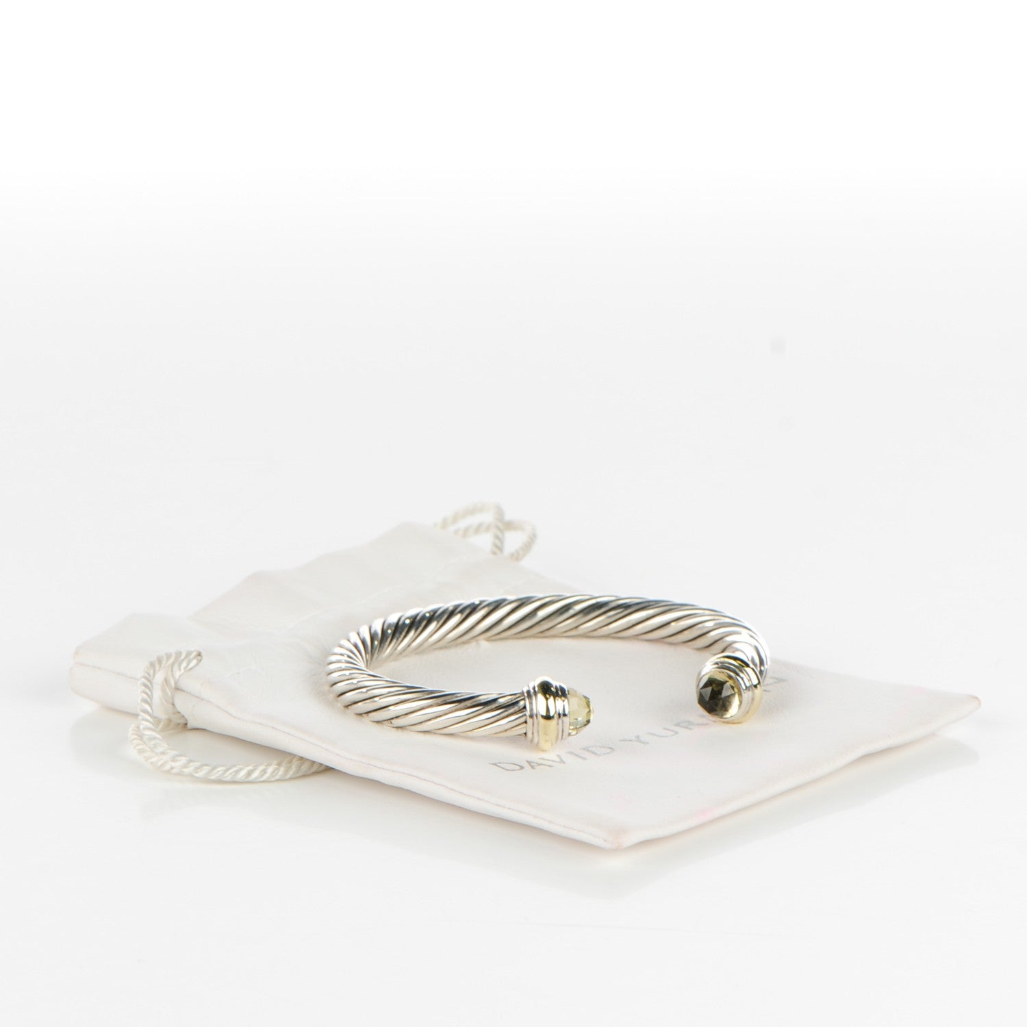 David Yurman Sterling Silver 14K Yellow Gold Lemon Citrine 7mm Cable Classics Bracelet 6 of 6
