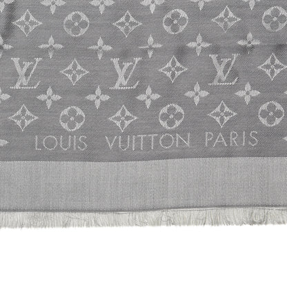 Louis Vuitton Silk Wool Monogram Shawl Pearl Grey 3 of 4