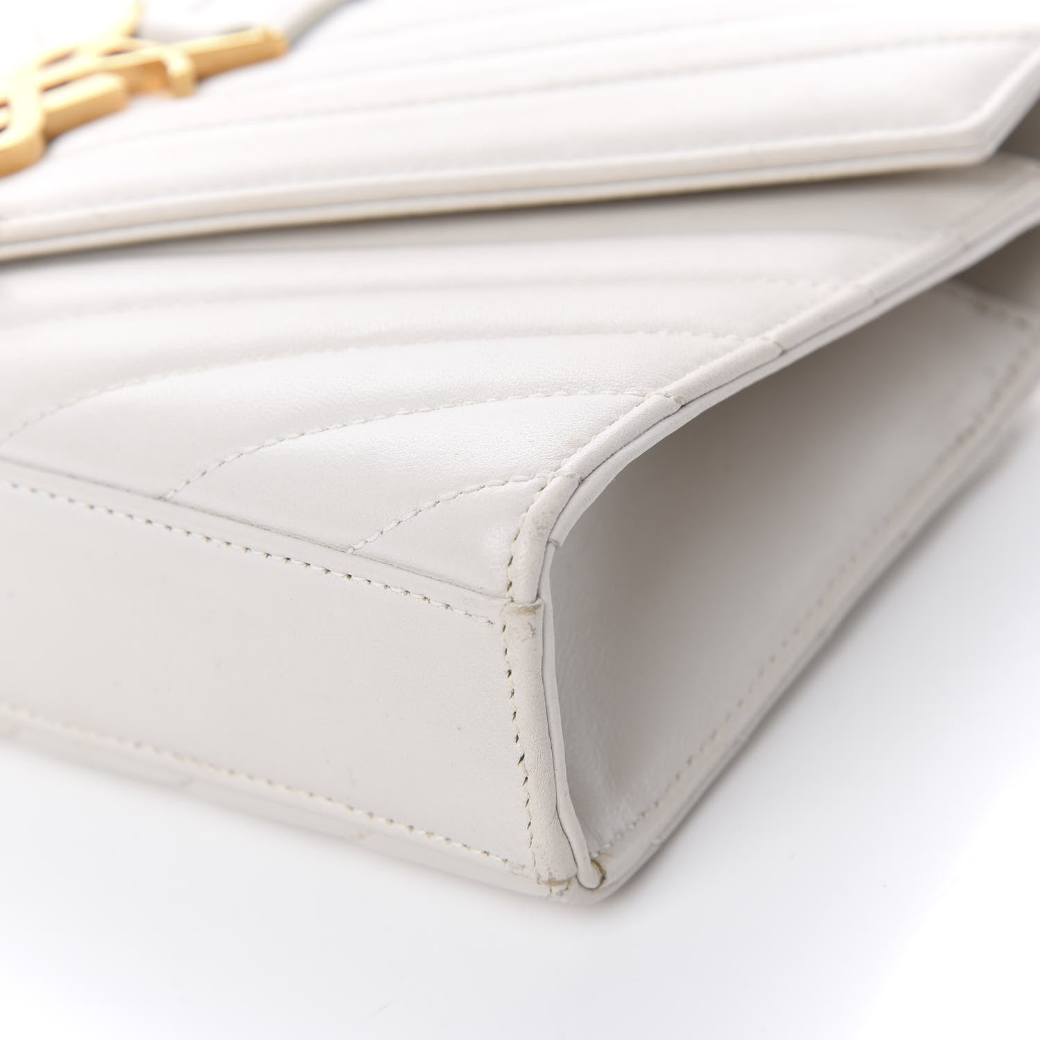 Saint Laurent Lambskin Matelasse Chevron Small Monogram Satchel Off White 14 of 21