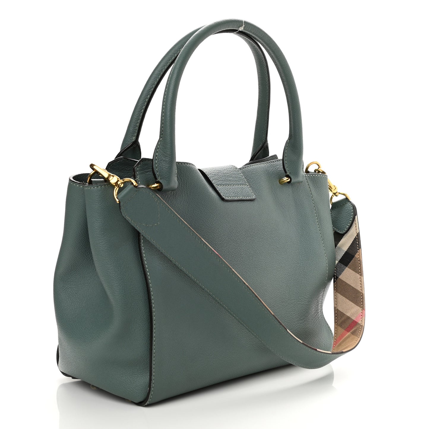 Soft Grain Calfskin Medium Buckle Tote Celadon Blue