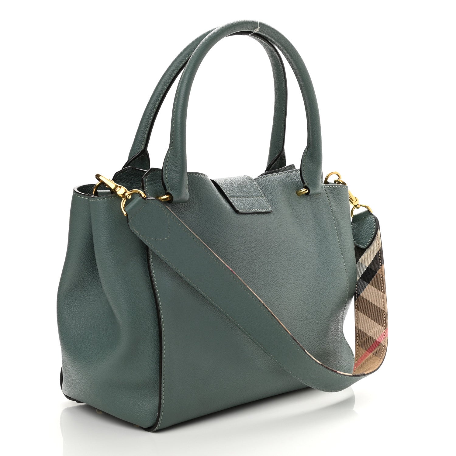 Burberry Soft Grain Calfskin Medium Buckle Tote Celadon Blue 3 of 10