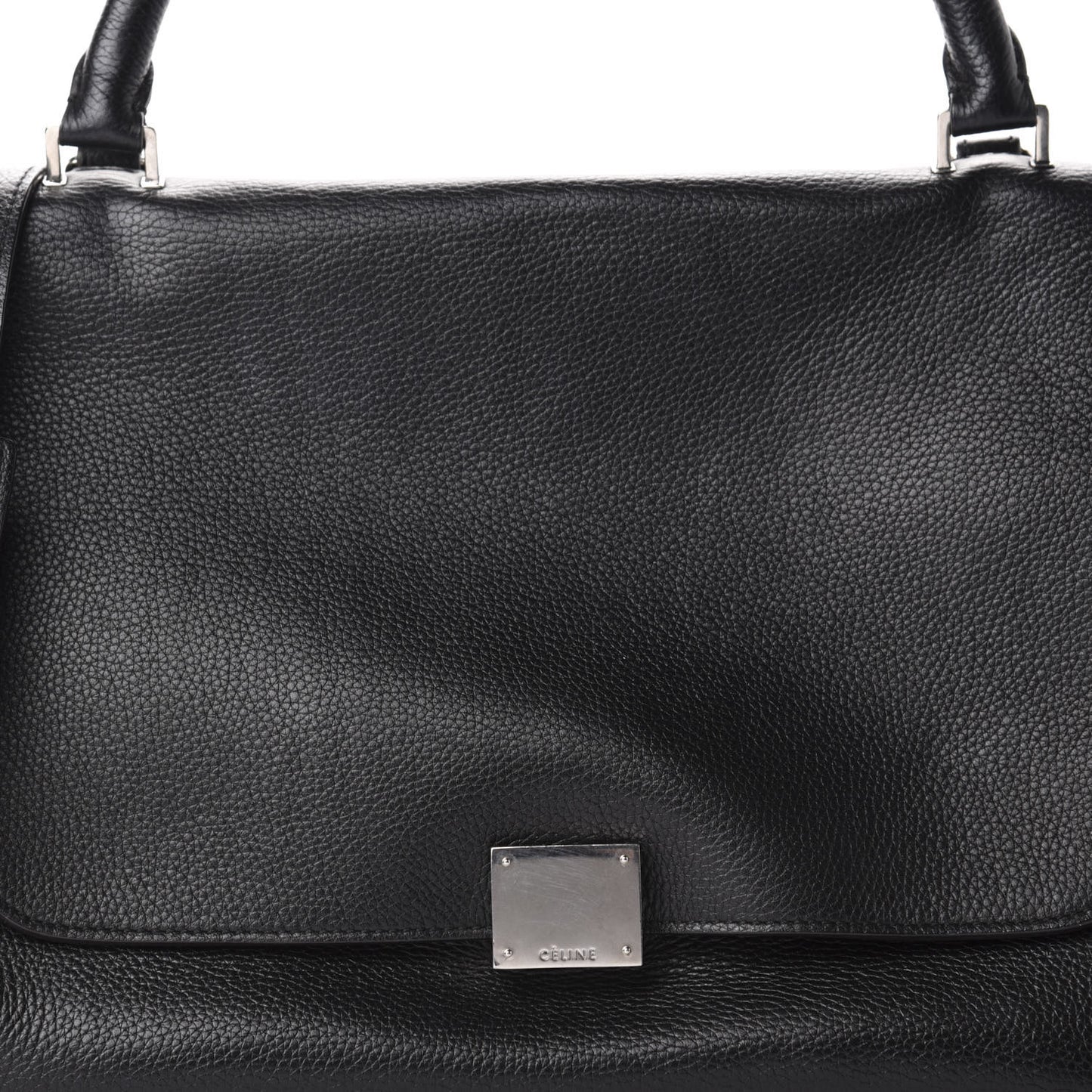 Drummed Calfskin Suede Medium Trapeze Black