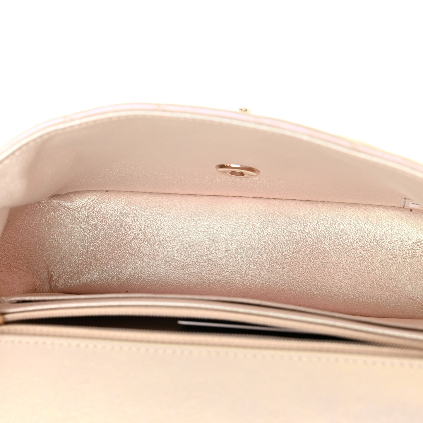 Iridescent Lambskin Quilted Mini Rectangular Flap Ivory