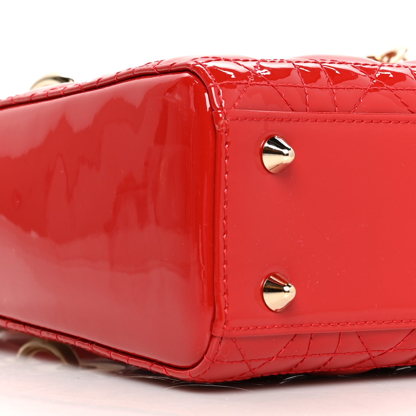 Patent Cannage Small Lady Dior Red