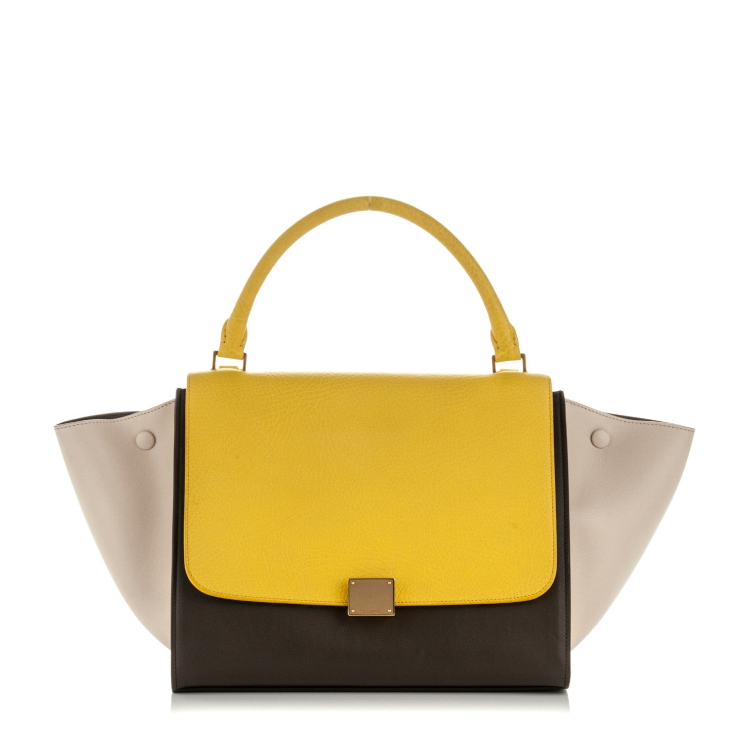 Celine Elephant Calfskin Medium Tri-Color Trapeze Yellow 1 of 8