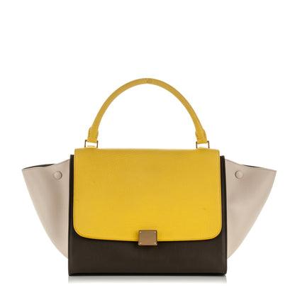 Celine Elephant Calfskin Medium Tri-Color Trapeze Yellow 1 of 8