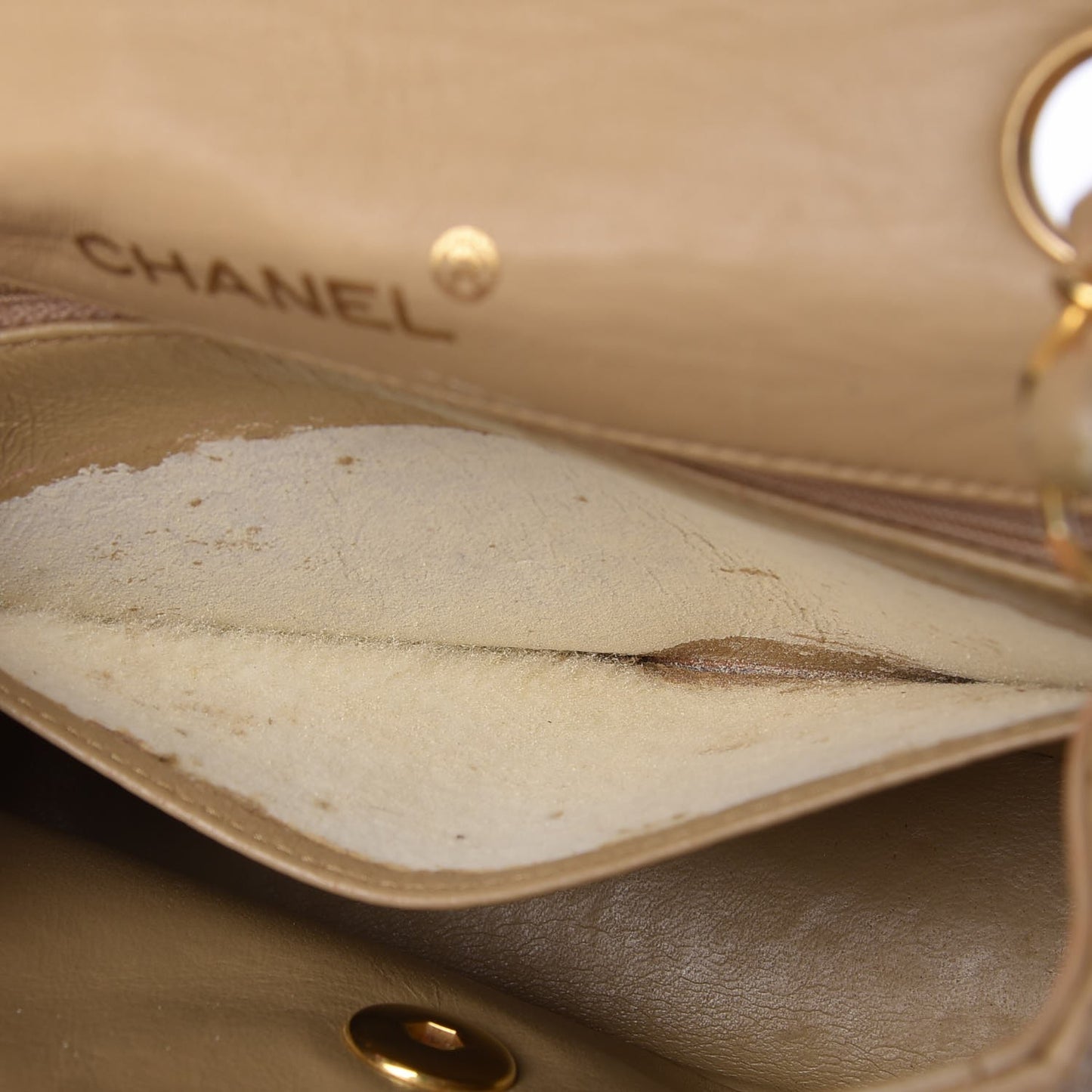 Lambskin Mini Square Flap Beige
