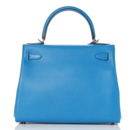 Hermes Evercolor Kelly Retourne 28 Bleu Hydra 5 of 35