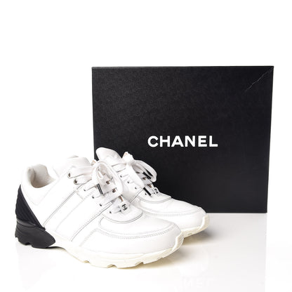 Chanel Calfskin Laminated Womens CC Sneakers 38 White Black 18 of 18