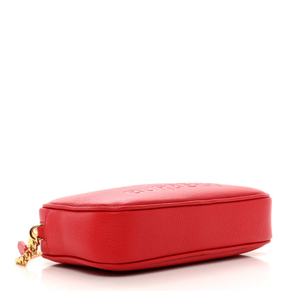 Burberry Calfskin Monogram Embossed Elongated Camera Bag Red 4 of 9