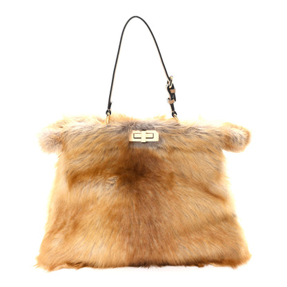 Fendi Shearling Suede Large Soft Peekaboo Beige 1 of 9