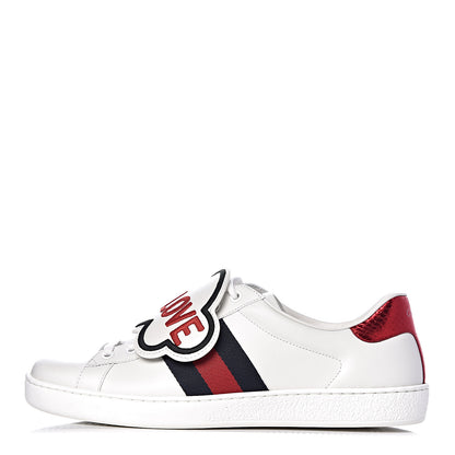 Gucci Calfskin Ayers Web Blind for Love Embroidered Mens Ace Sneakers 8 White 1 of 12
