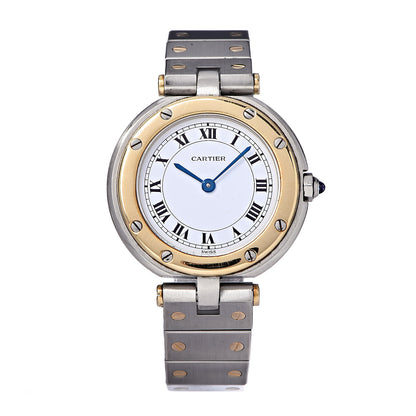 Cartier Stainless Steel 18K Yellow Gold 27mm Santos De Galbee Quartz Watch 1 of 6