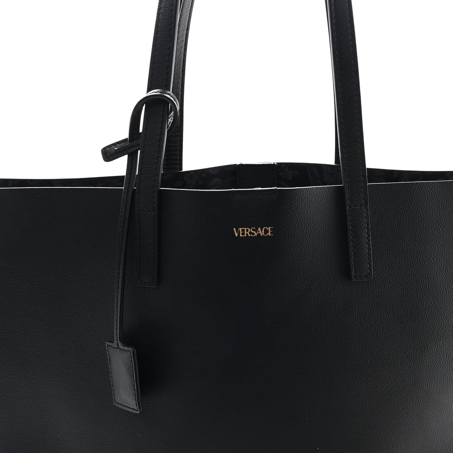 Versace Calfskin Virtus Tote Black 8 of 10