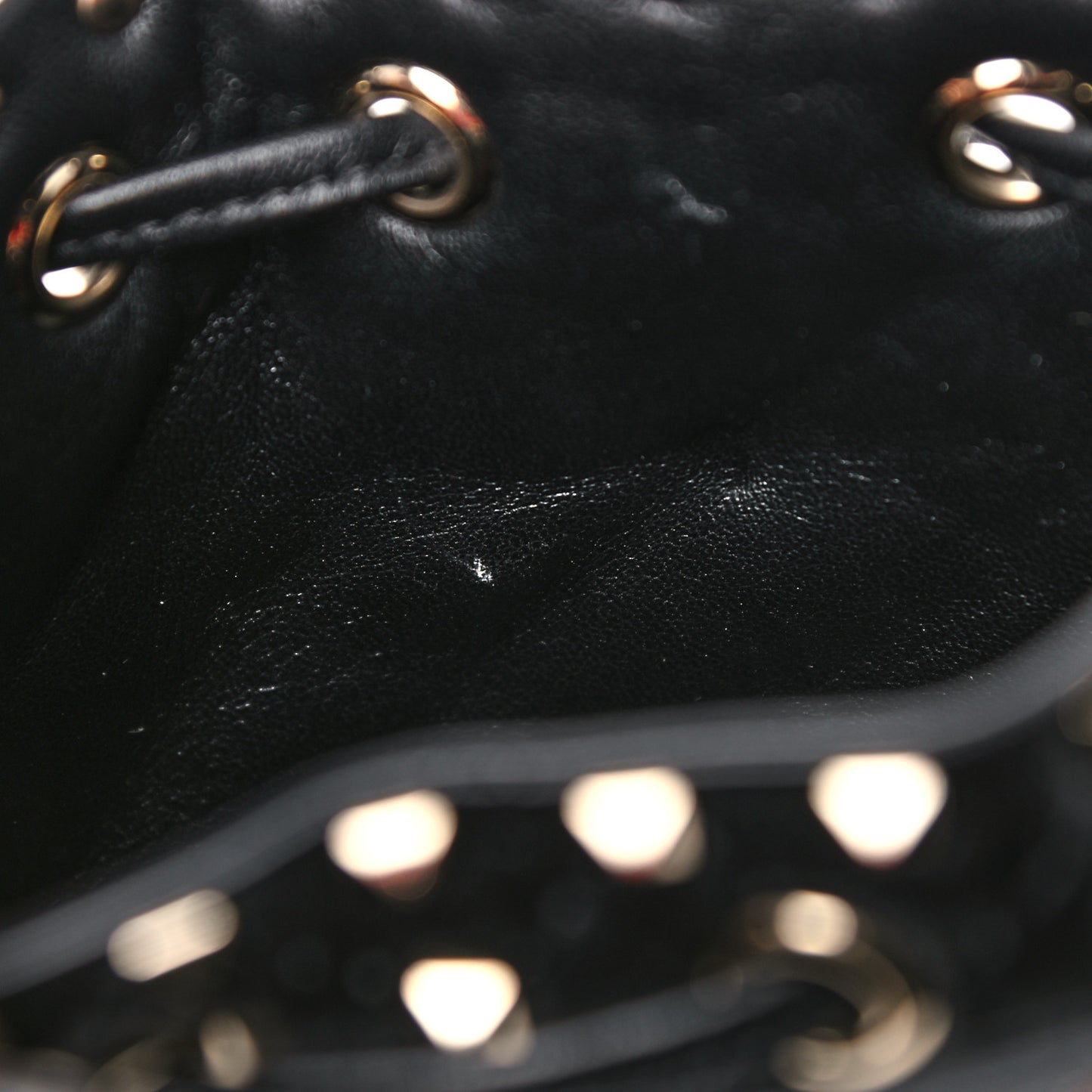 Nappa Mini Rockstud Spike Bucket Bag Black