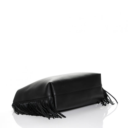 Saint Laurent Calfskin Large Fringe Shopping Tote Black 4 of 7