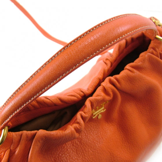 Prada Cervo Deerskin Pleats Hobo Corallo 4 of 11