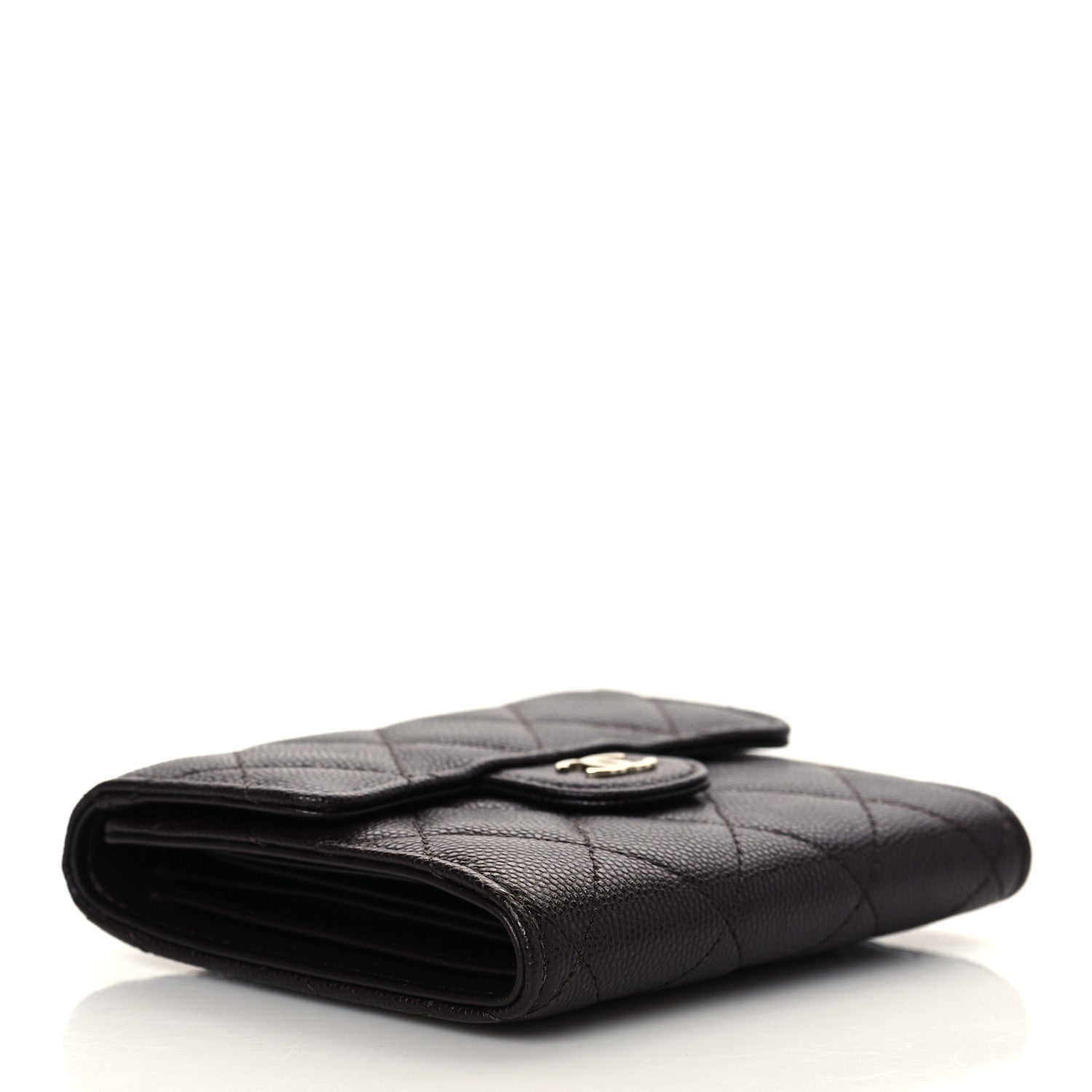 Chanel Caviar Quilted Compact Flap Wallet Dark Brown 4 of 10
