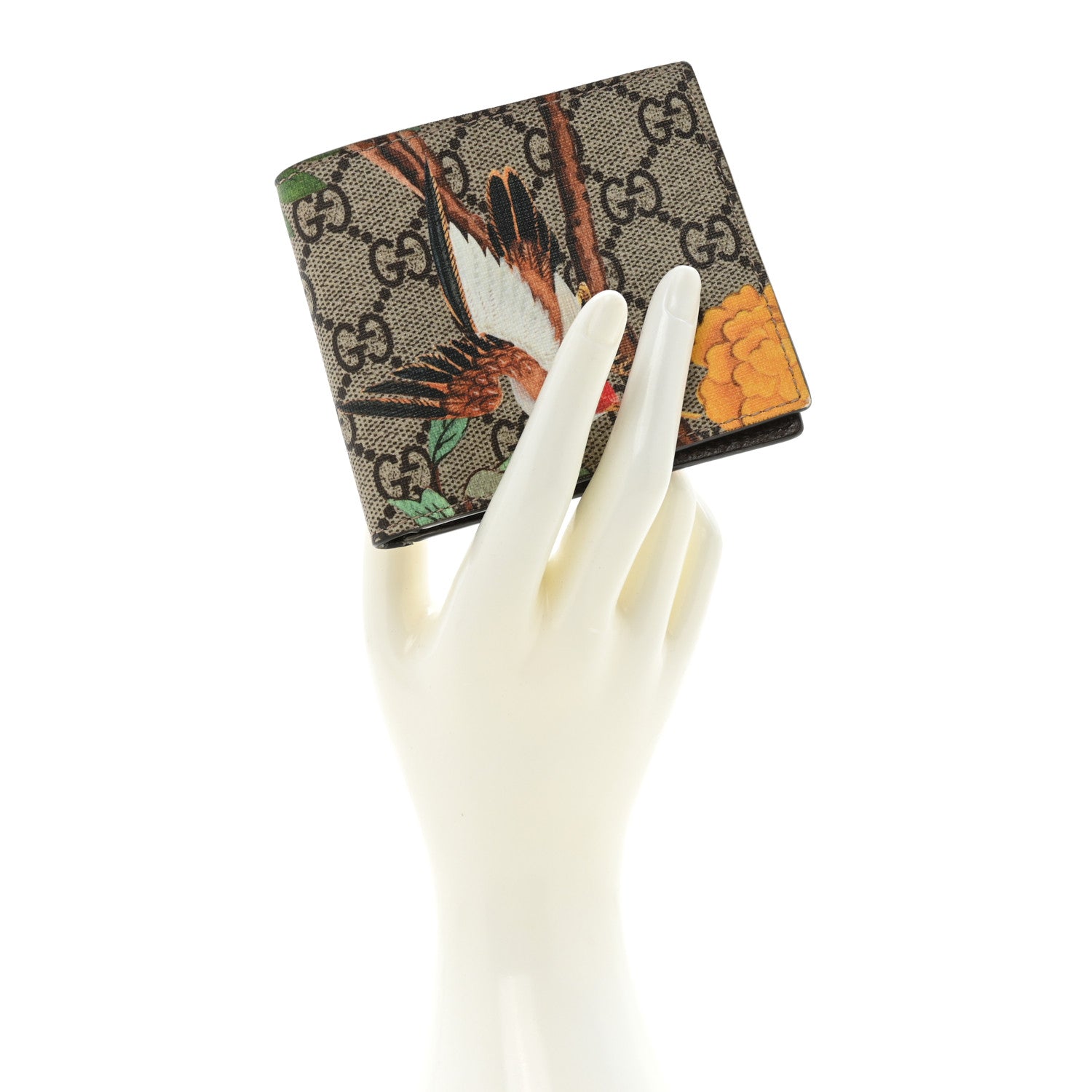 Gucci GG Supreme Monogram Tian Bi-Fold Wallet Beige Multicolor New Acero 2 of 15