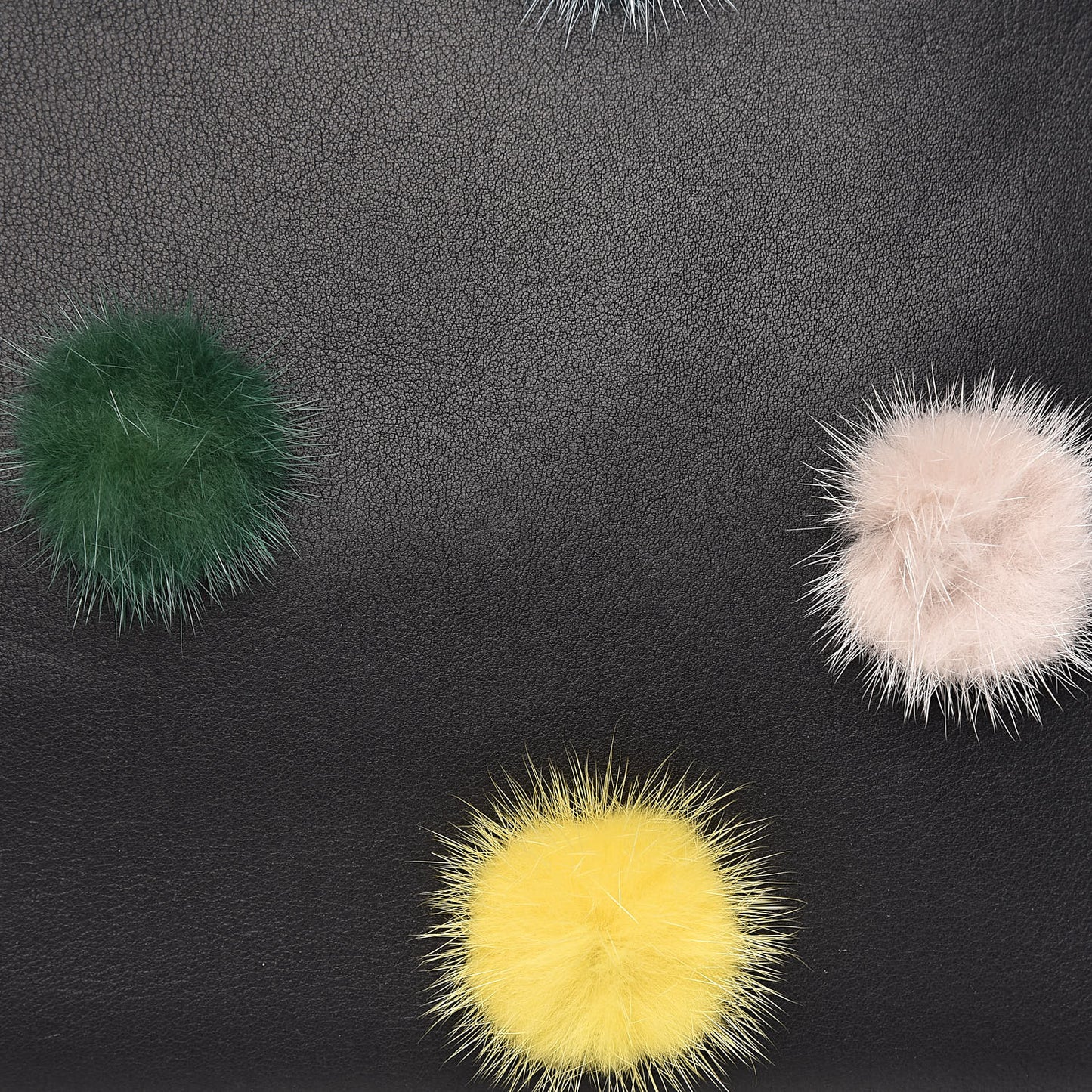 Vitello Dolce Mink Fur Pom Pom Petite 2Jours Tote Black Multicolor