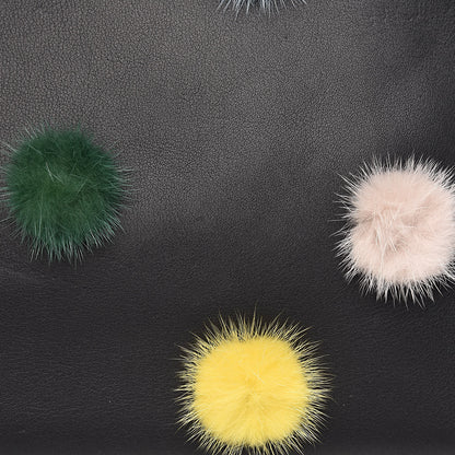 Fendi Vitello Dolce Mink Fur Pom Pom Petite 2Jours Tote Black Multicolor 11 of 11