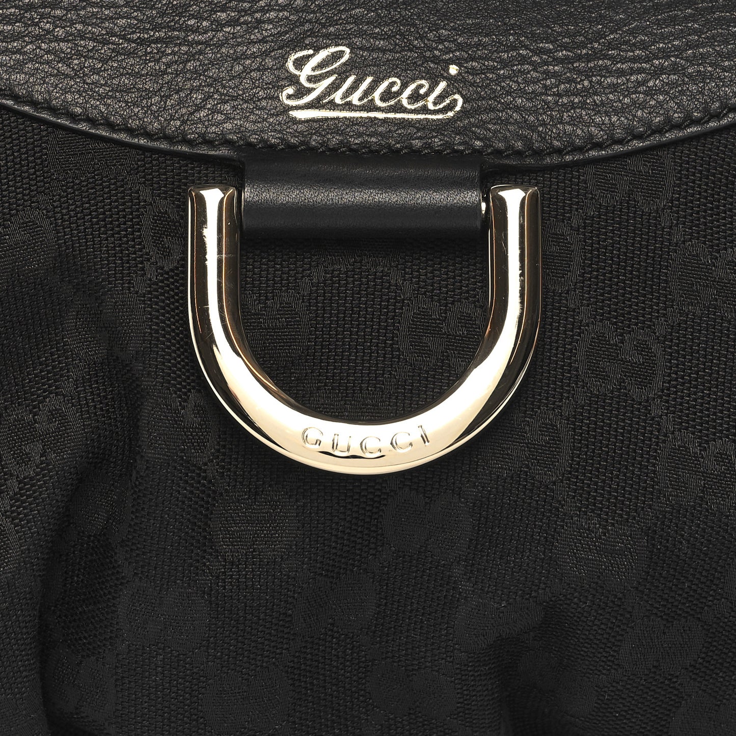 Monogram Medium D Gold Ring Hobo Black