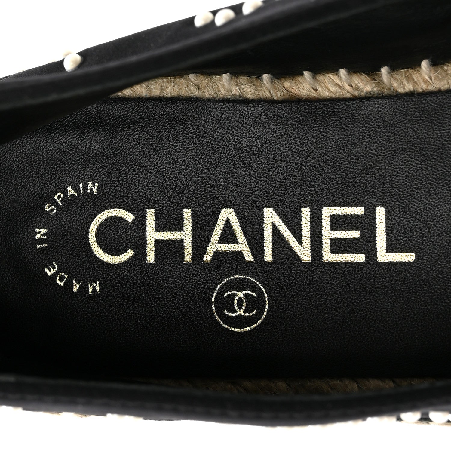 Chanel Neoprene Patent Calfskin Pearl CC Espadrilles 35 Black White 7 of 9
