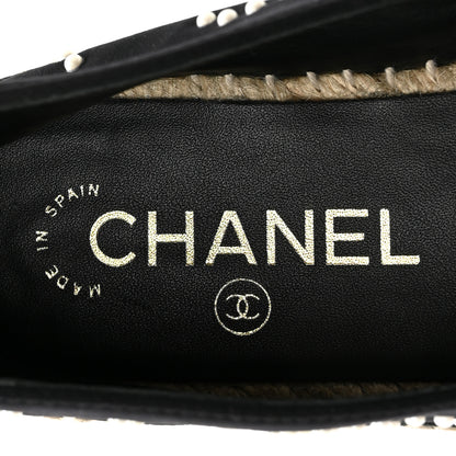 Chanel Neoprene Patent Calfskin Pearl CC Espadrilles 35 Black White 7 of 9