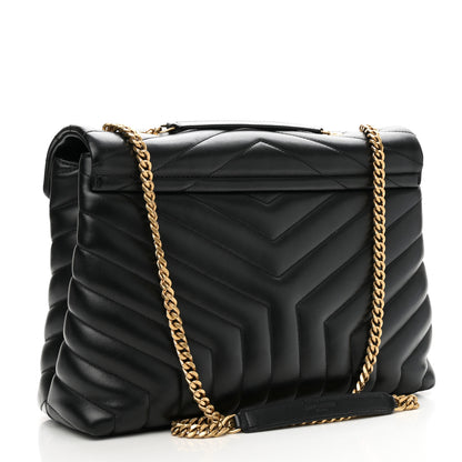 Saint Laurent Calfskin Y Quilted Monogram Medium Loulou Chain Satchel Black 3 of 11