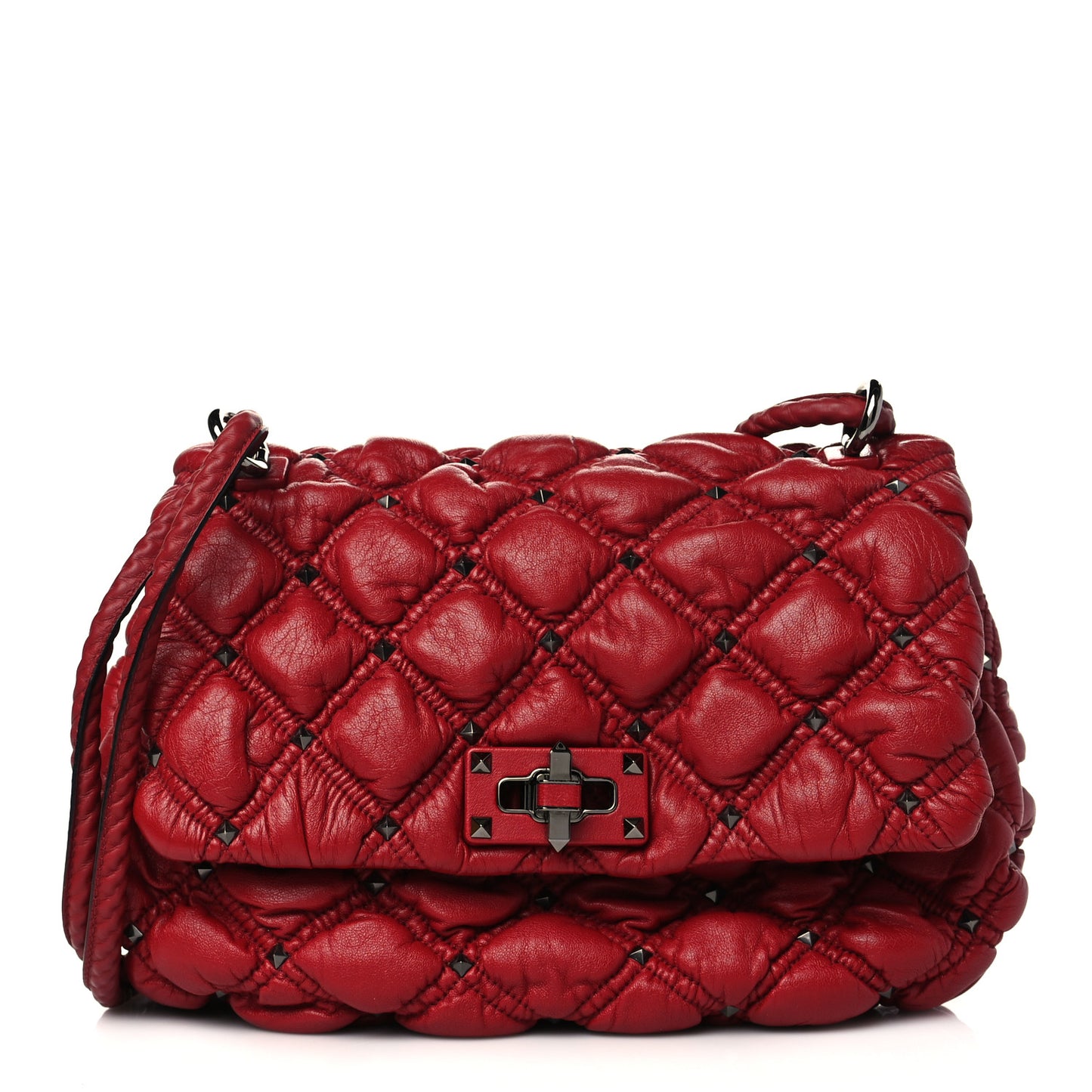 Nappa Medium Spikeme Shoulder Bag Red