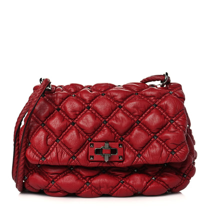 Valentino Garavani Nappa Medium Spikeme Shoulder Bag Red 1 of 5