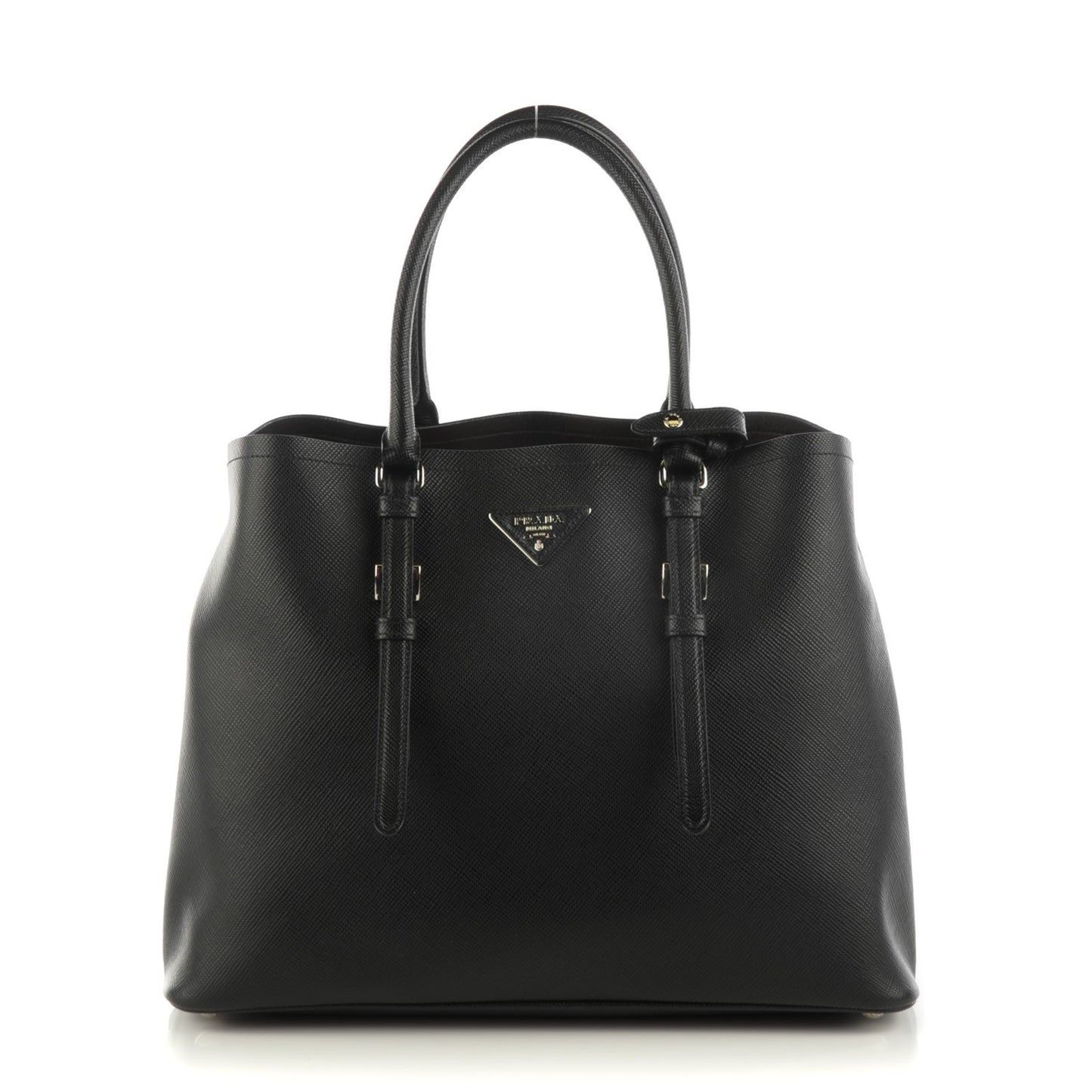 Saffiano Cuir Double Handle Tote Black