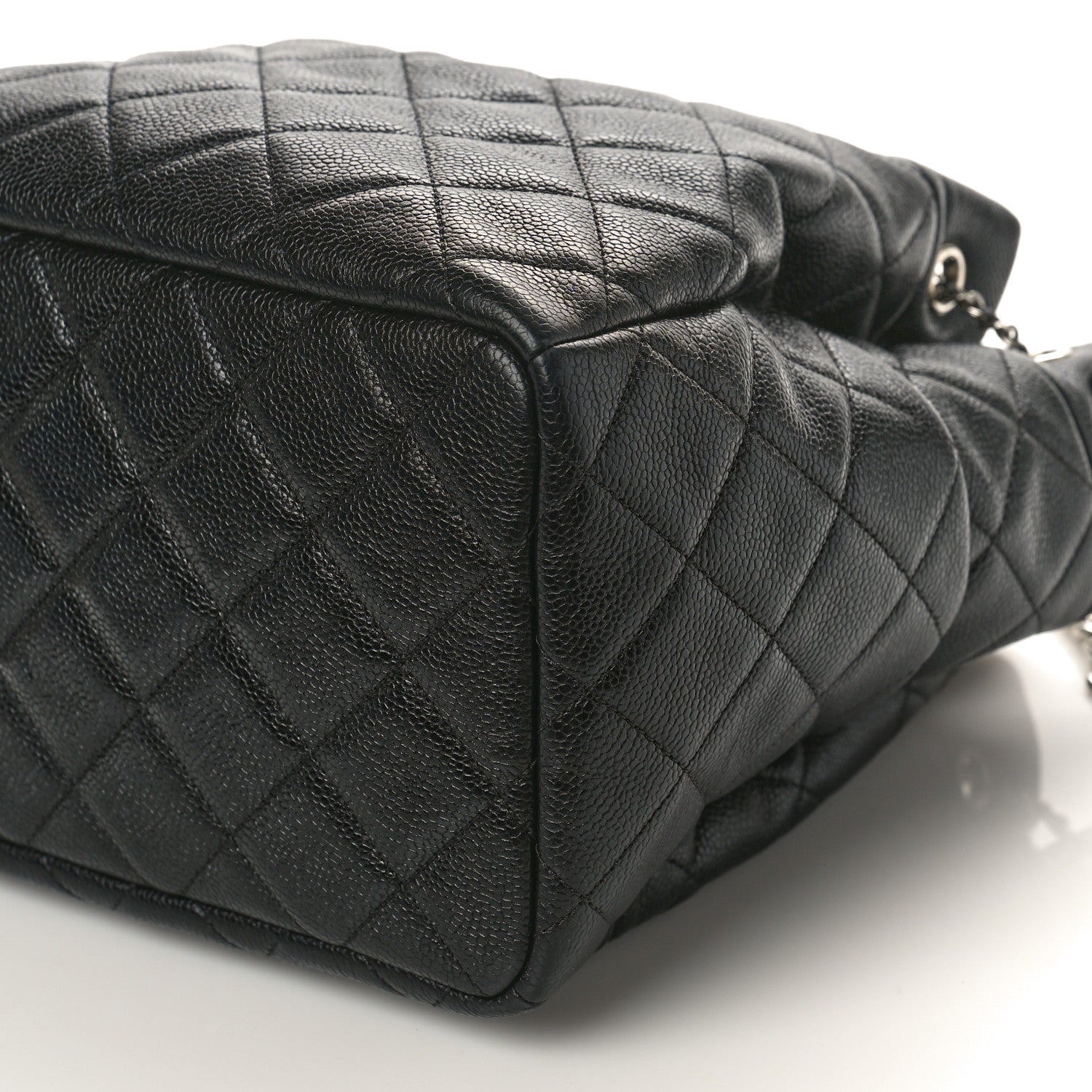 Chanel Grained Calfskin Quilted Medium CC Chain Bucket Drawstring Bag Black 8 of 8