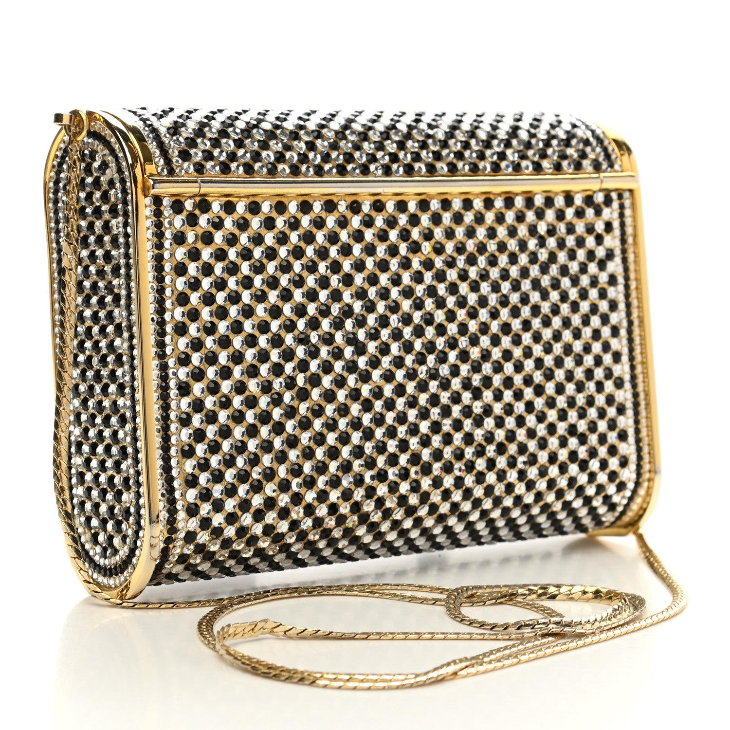 Judith Leiber Swarovski Crystal Clutch Gold Black 3 of 11