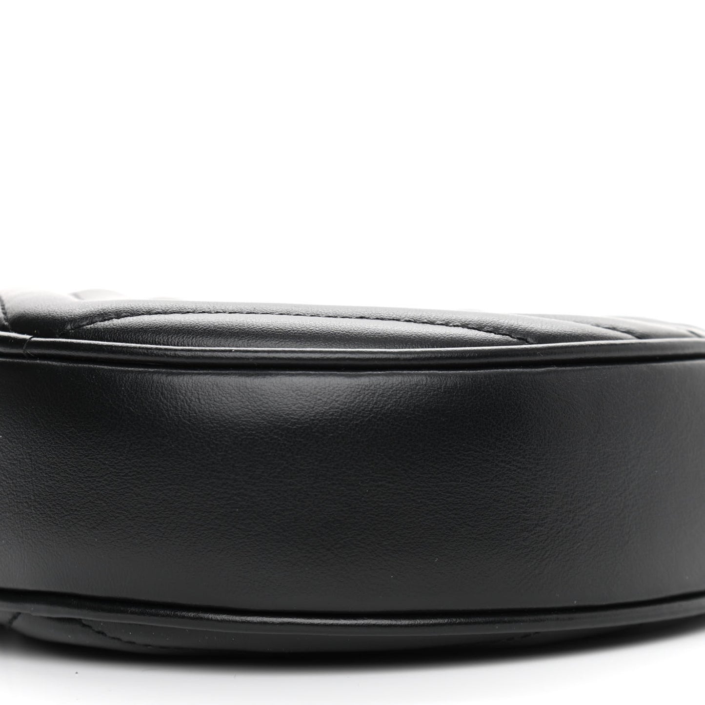 Calfskin Matelasse Chevron Round Vinyle Camera Bag Black