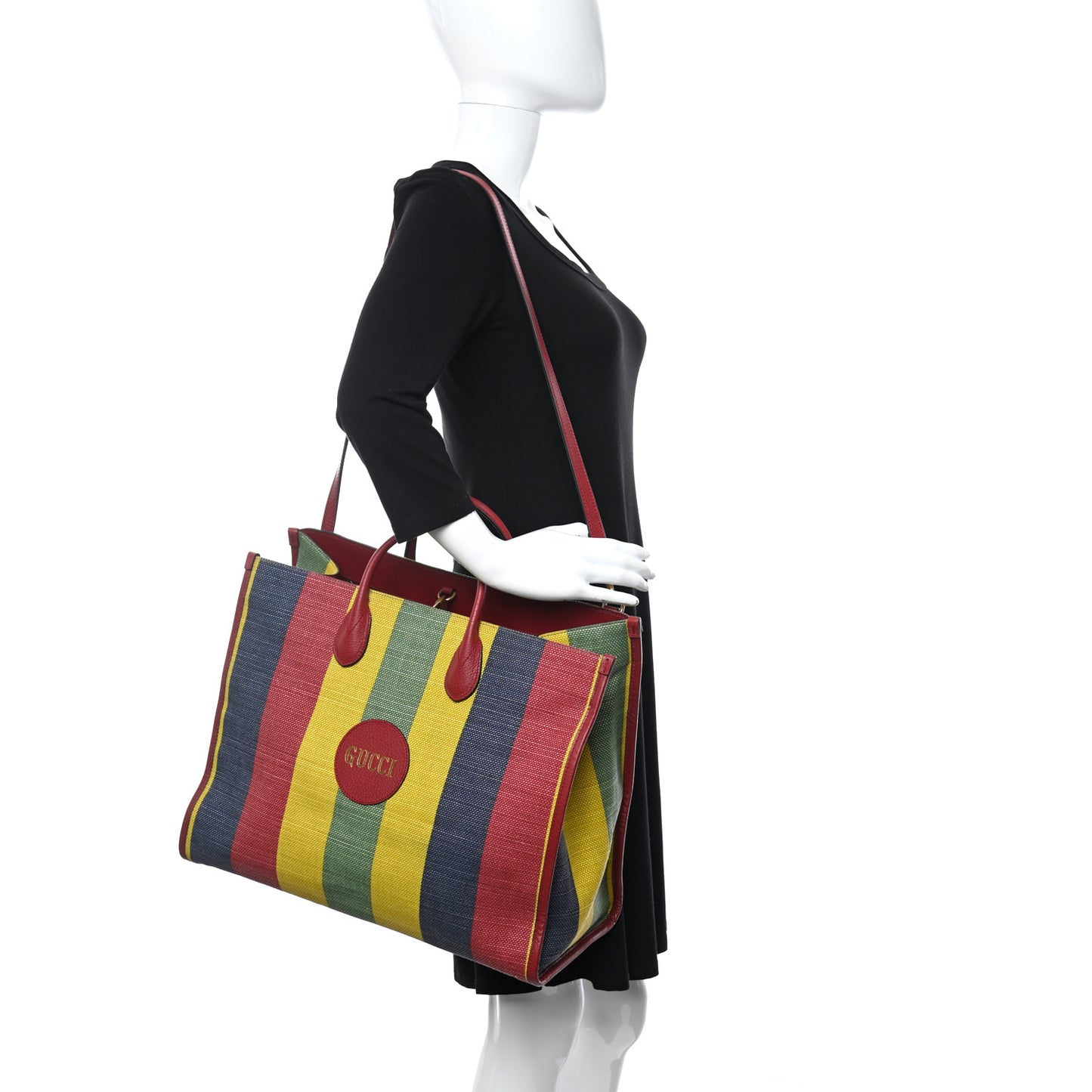 Canvas Marley Stripe Script Logo Large Gucci 100 Tote Bag Multicolor